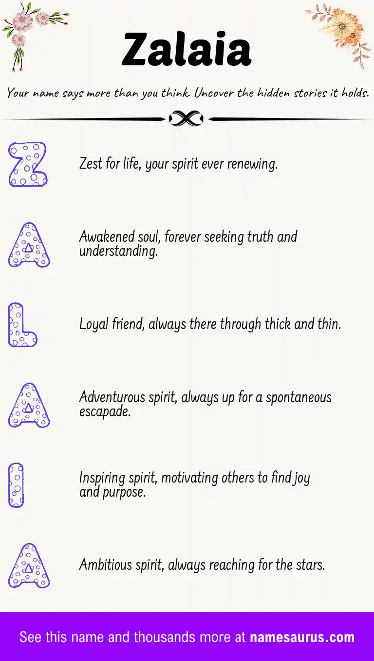 Acrostic poem about Zalaia.