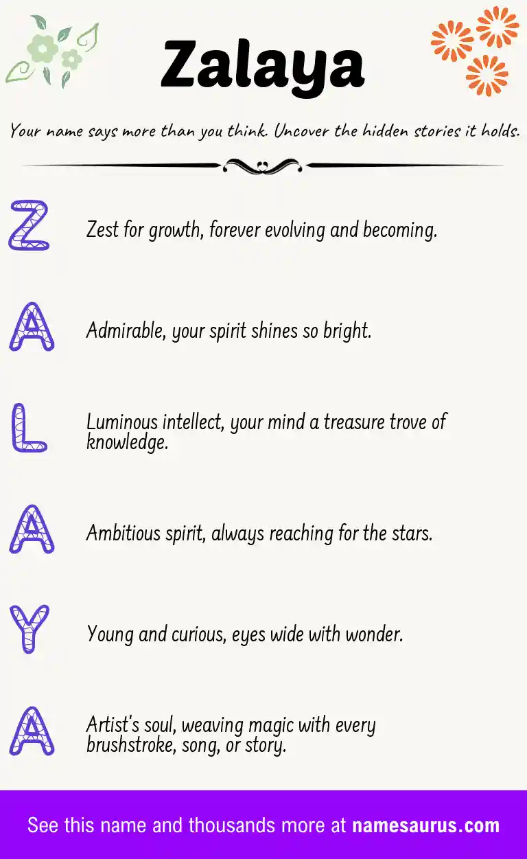 Acrostic poem about Zalaya.