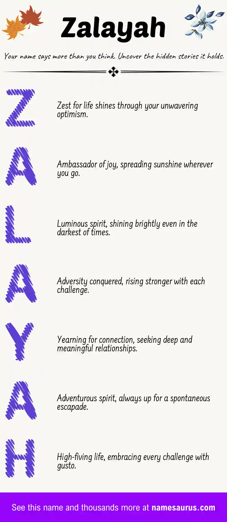 Acrostic poem about Zalayah.