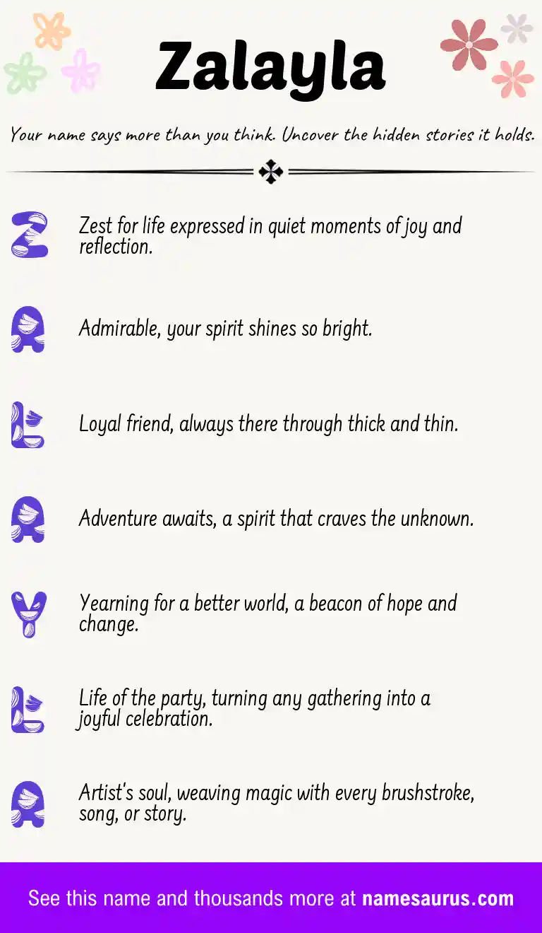 Acrostic poem about Zalayla.
