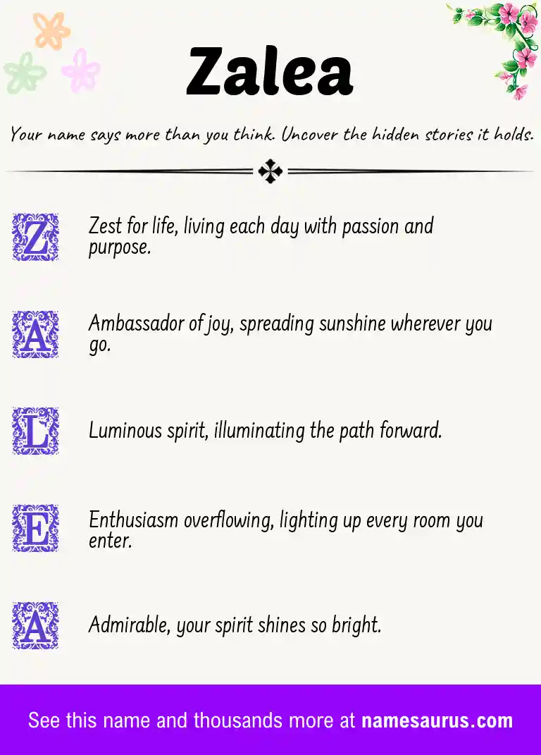 Acrostic poem about Zalea.