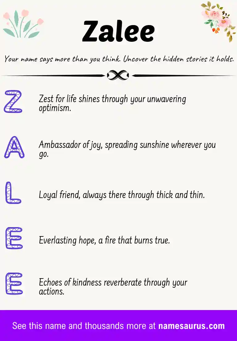 Acrostic poem about Zalee.