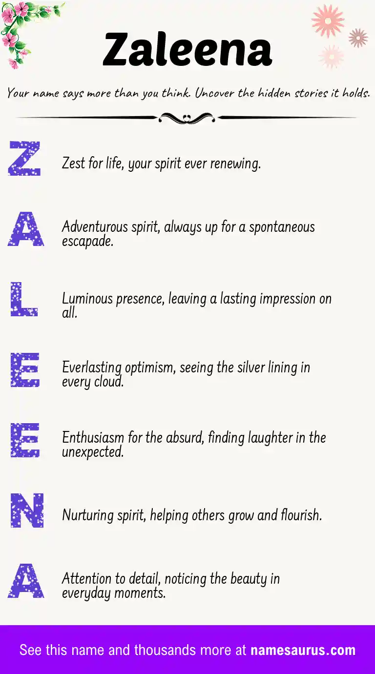 Acrostic poem about Zaleena.