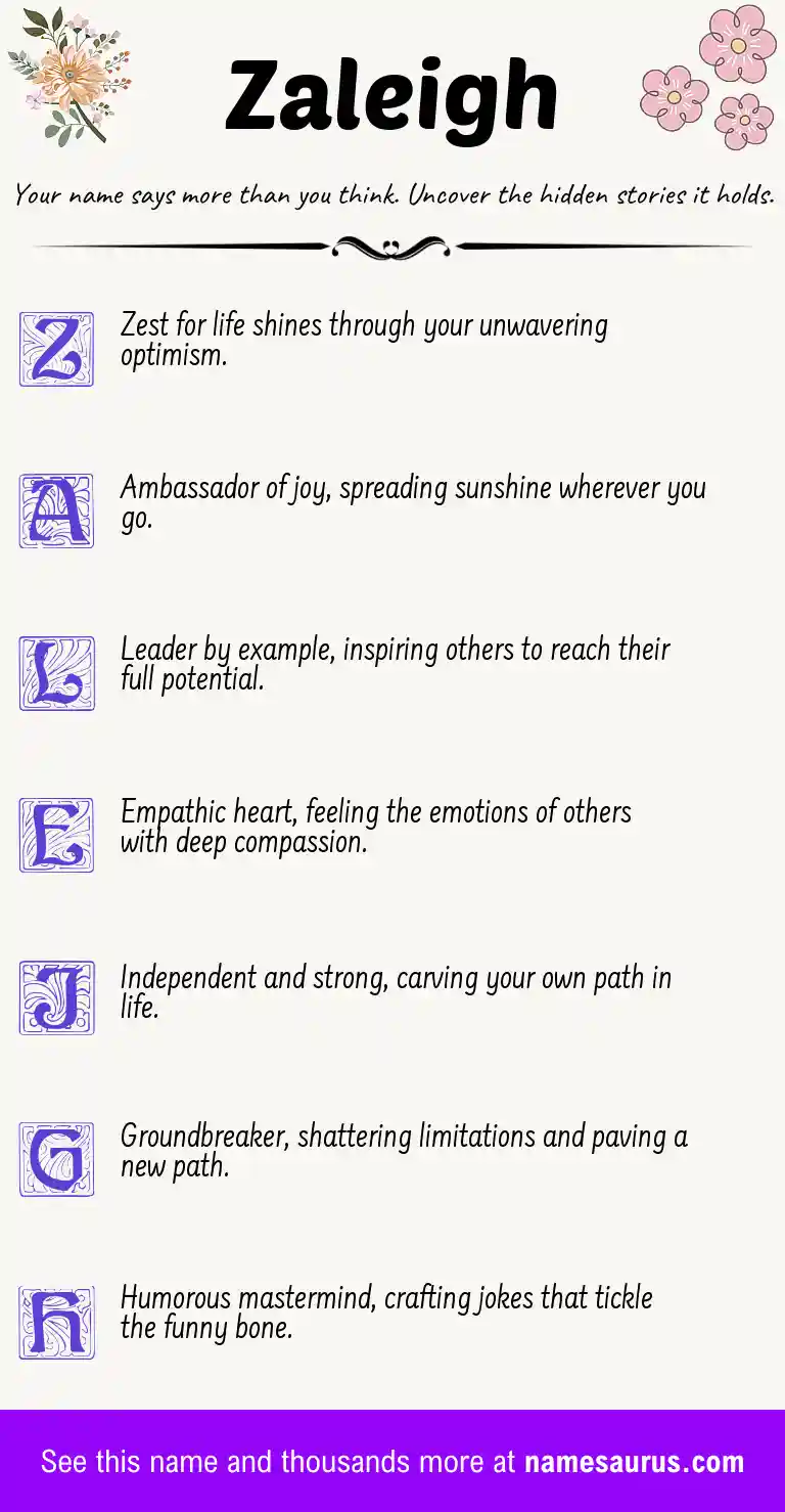 Acrostic poem about Zaleigh.