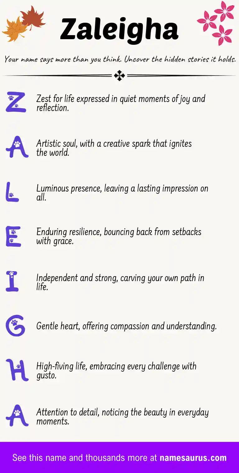 Acrostic poem about Zaleigha.