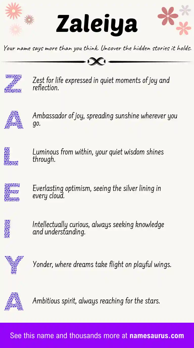 Acrostic poem about Zaleiya.