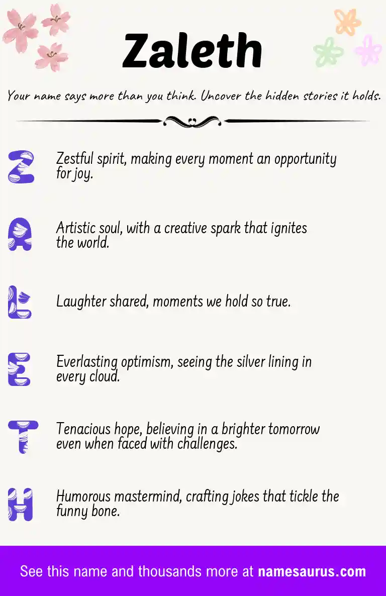 Acrostic poem about Zaleth.