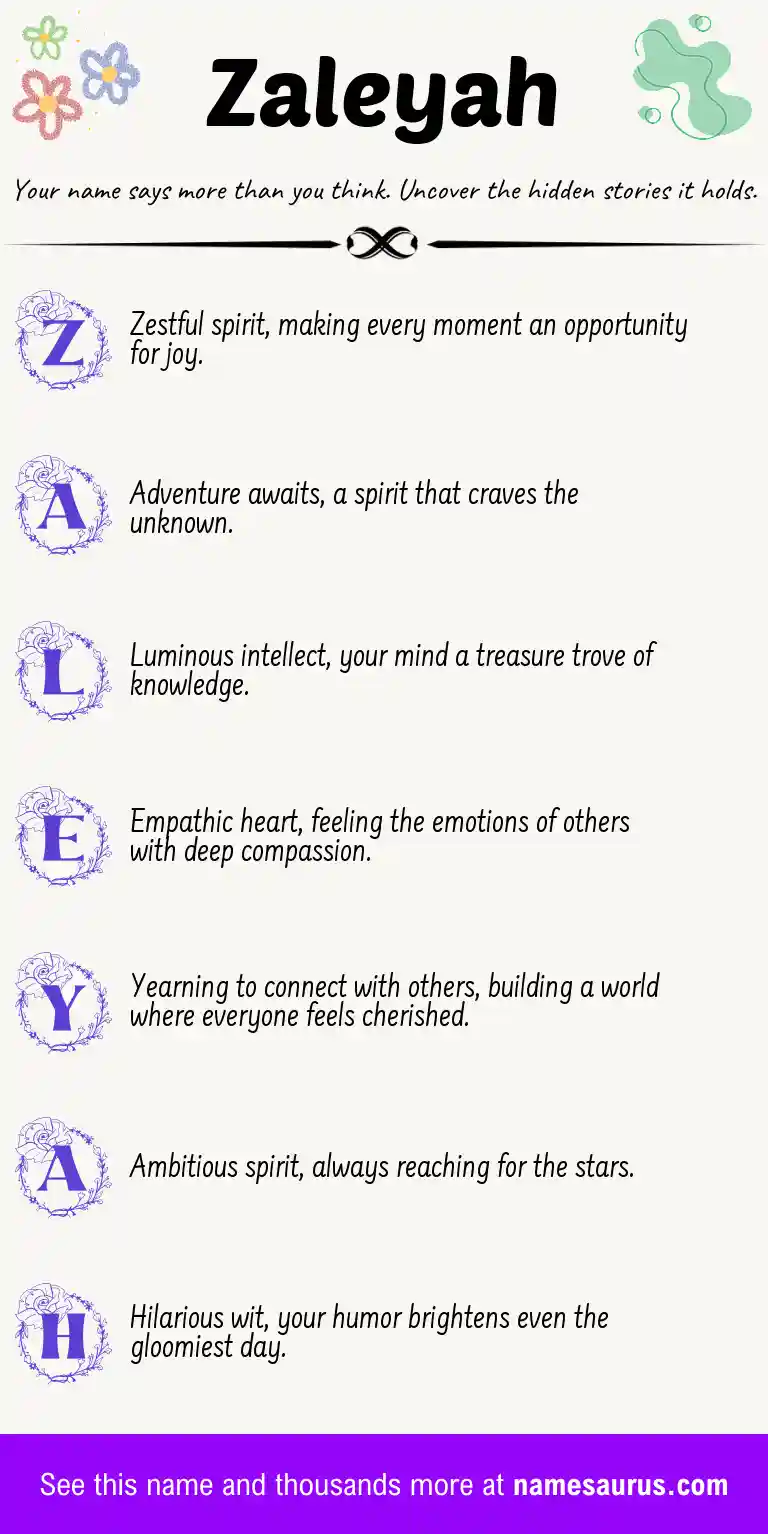 Acrostic poem about Zaleyah.