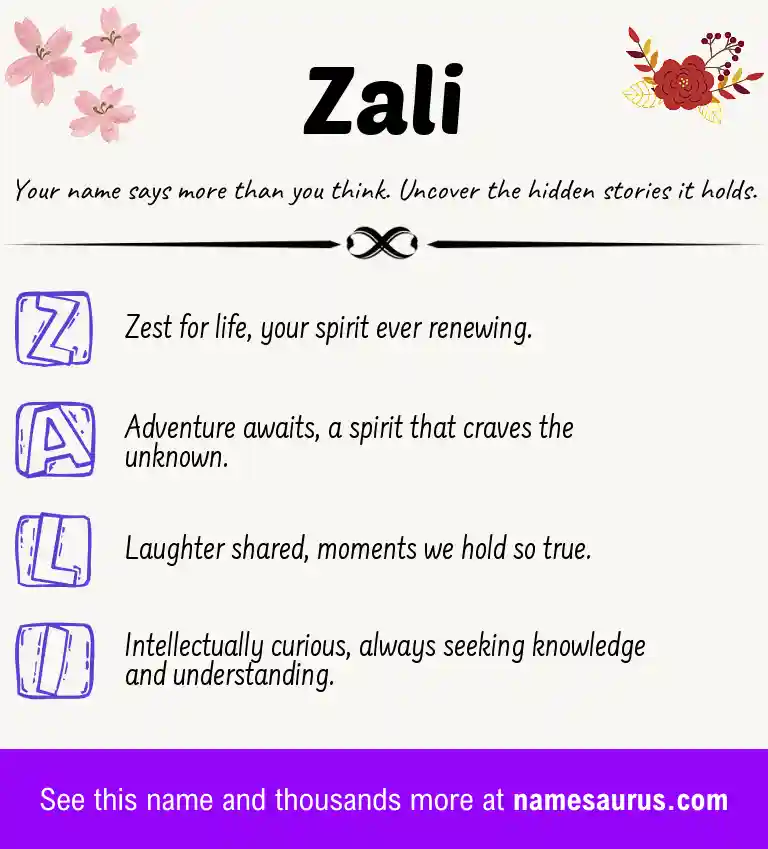 Acrostic poem about Zali.