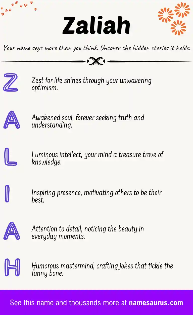 Acrostic poem about Zaliah.