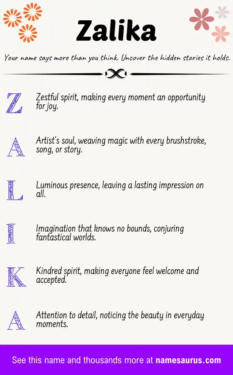 Acrostic poem about Zalika.