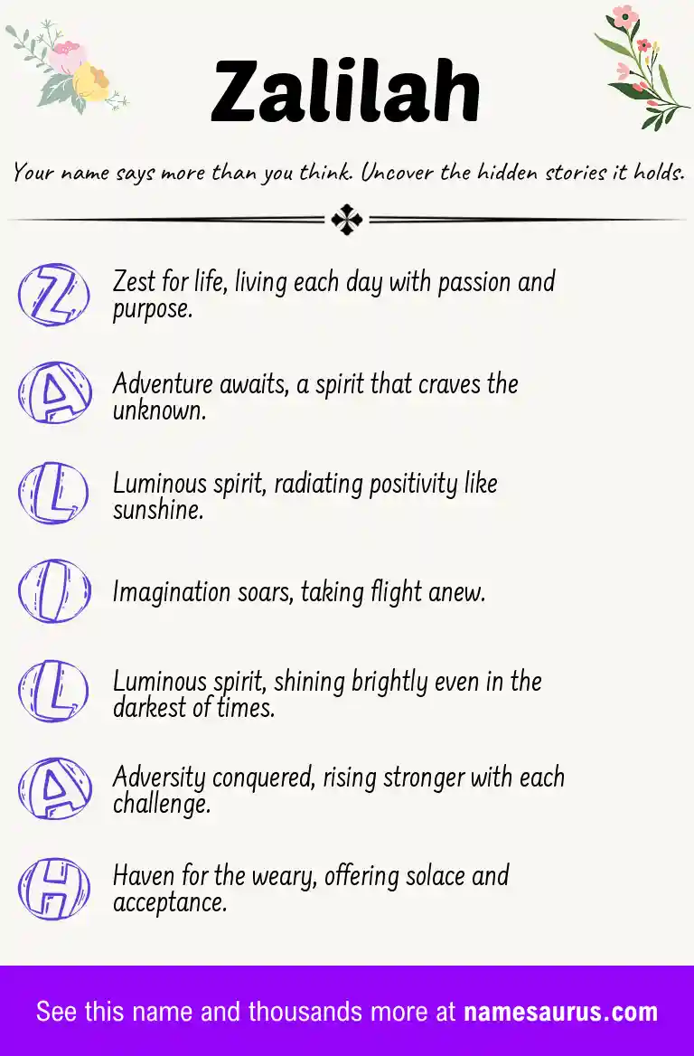 Acrostic poem about Zalilah.