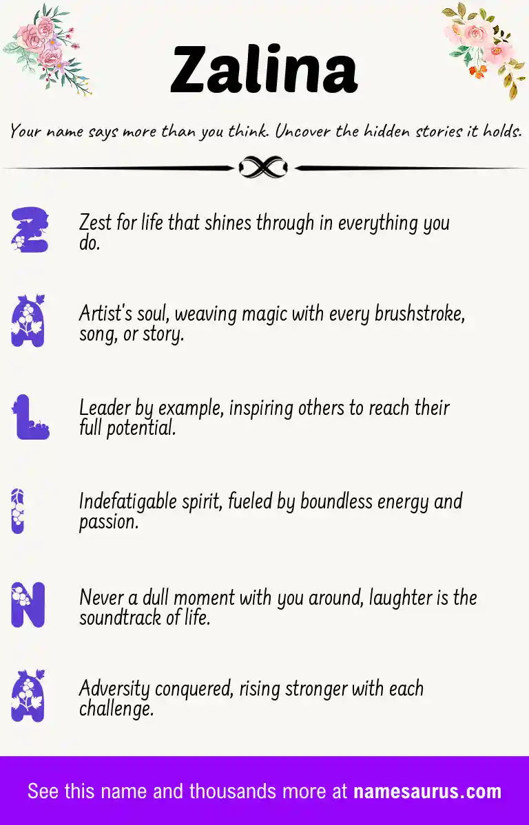 Acrostic poem about Zalina.