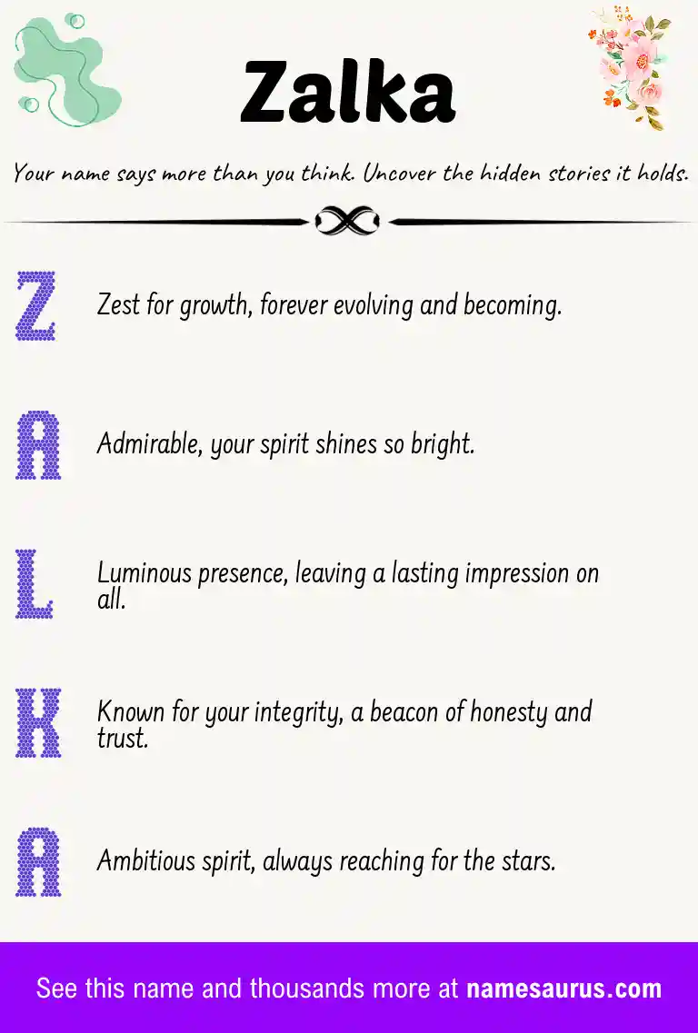 Acrostic poem about Zalka.