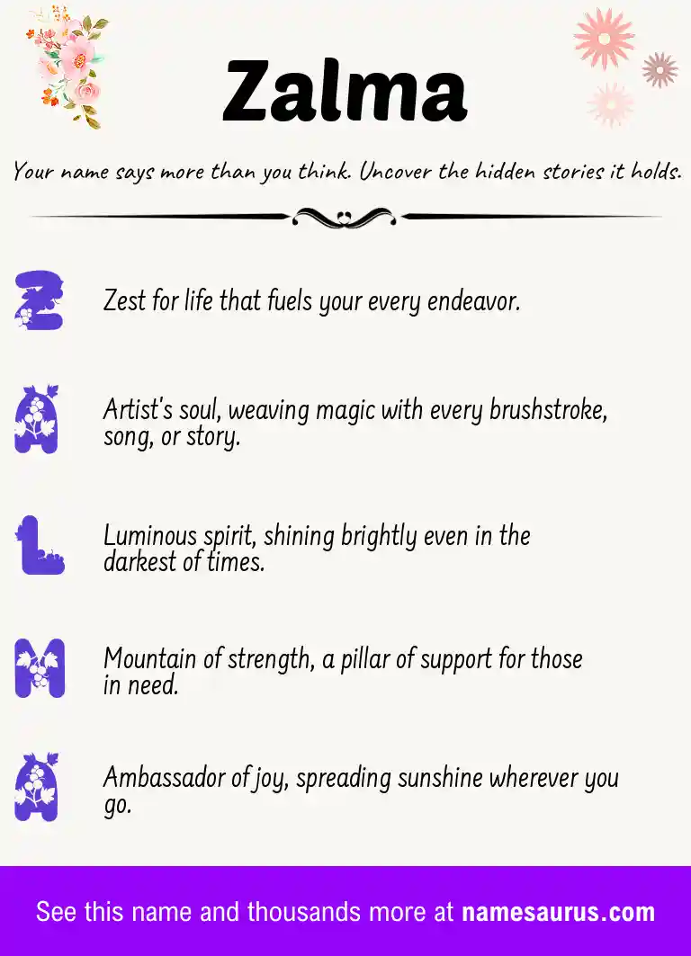 Acrostic poem about Zalma.