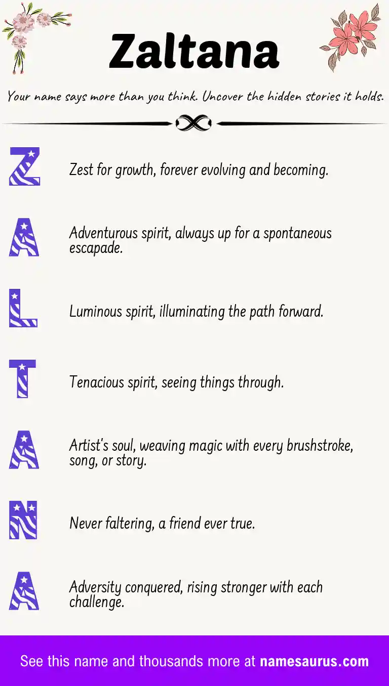 Acrostic poem about Zaltana.