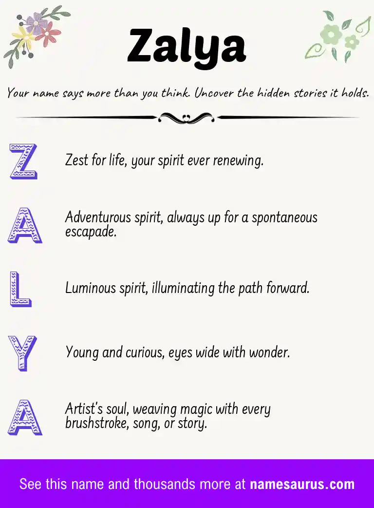 Acrostic poem about Zalya.