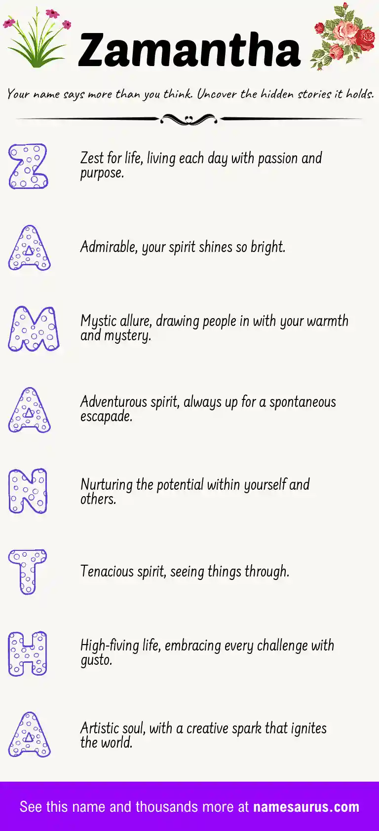Acrostic poem about Zamantha.