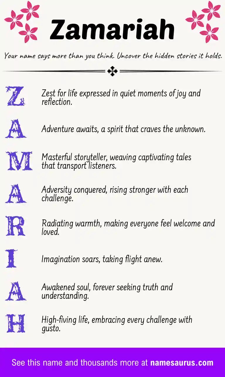 Acrostic poem about Zamariah.