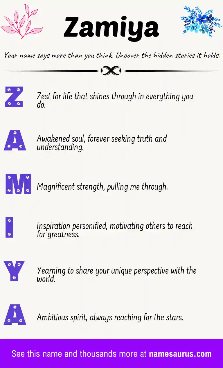Acrostic poem about Zamiya.