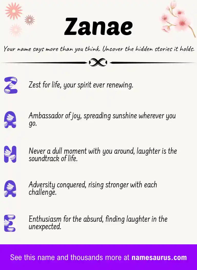 Acrostic poem about Zanae.