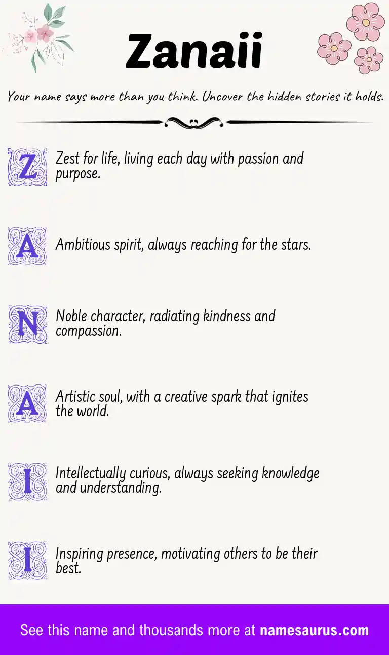 Acrostic poem about Zanaii.