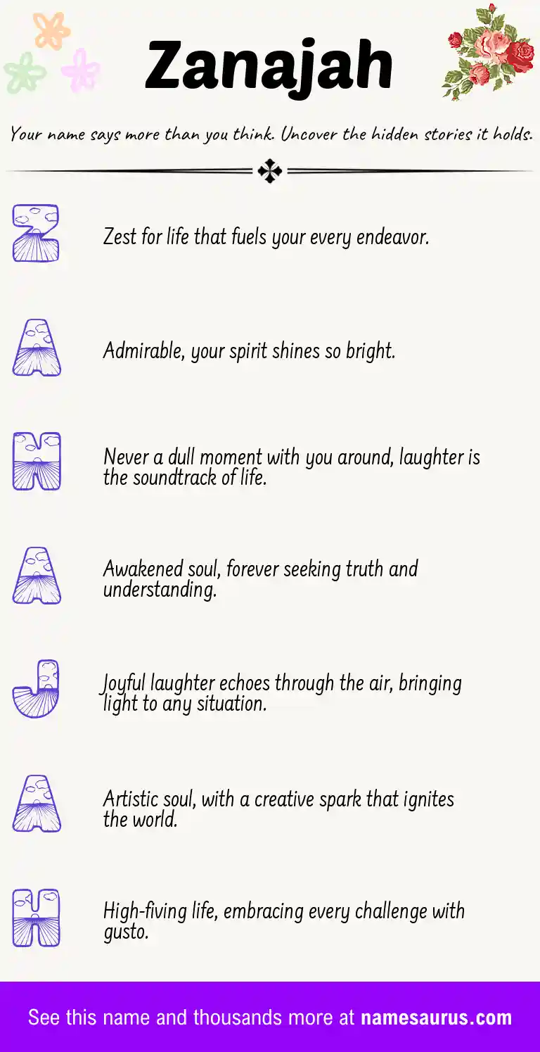 Acrostic poem about Zanajah.