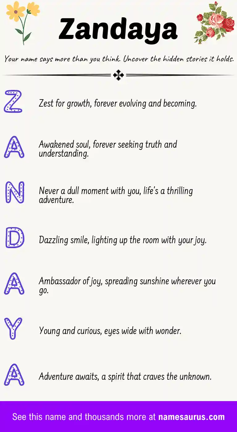 Acrostic poem about Zandaya.