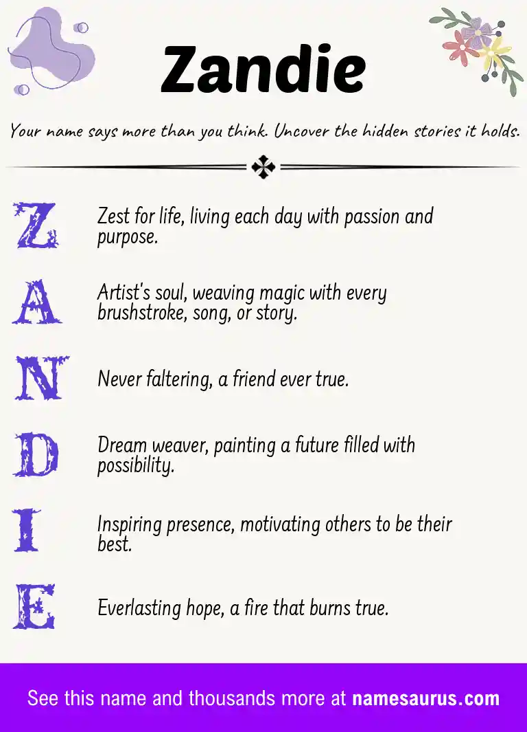 Acrostic poem about Zandie.
