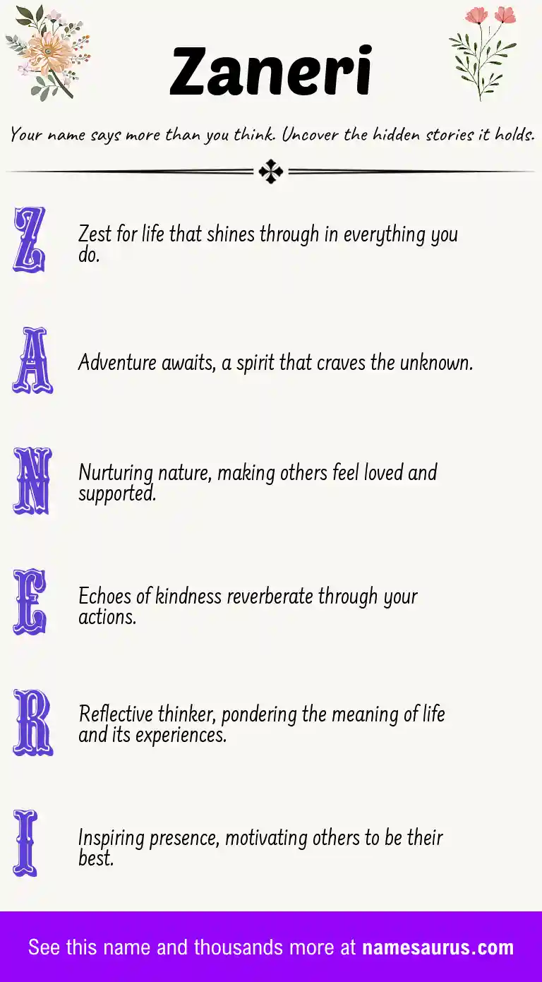 Acrostic poem about Zaneri.