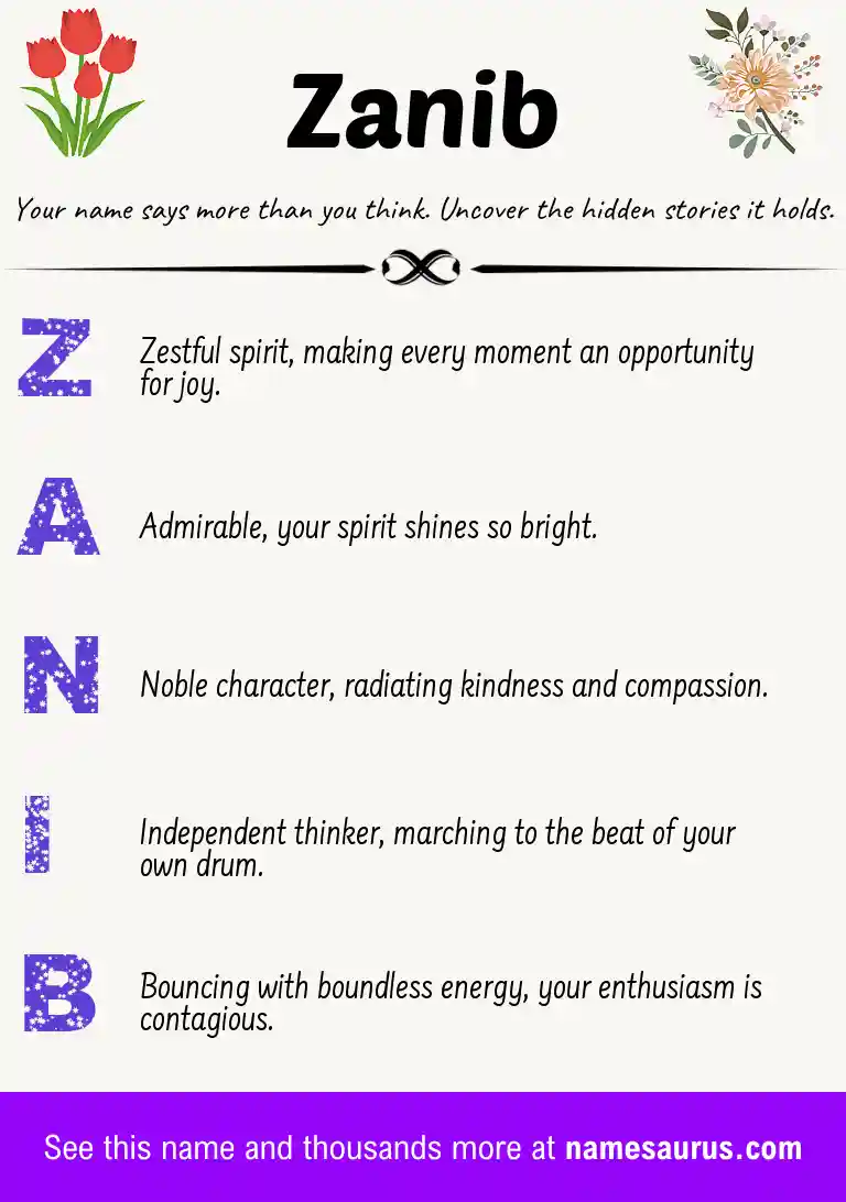 Acrostic poem about Zanib.
