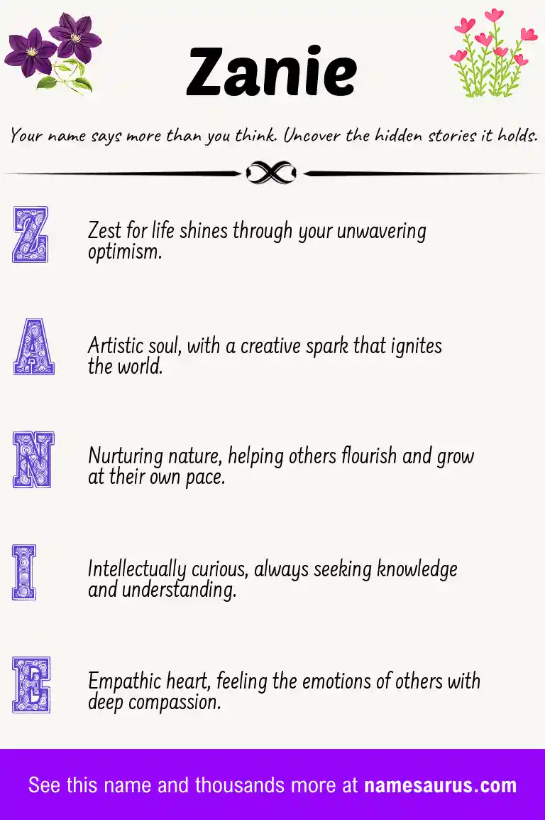 Acrostic poem about Zanie.
