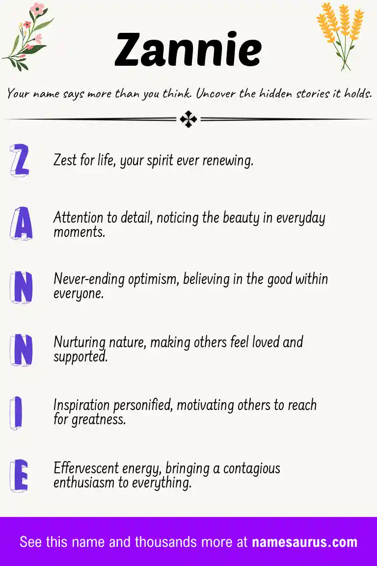 Acrostic poem about Zannie.