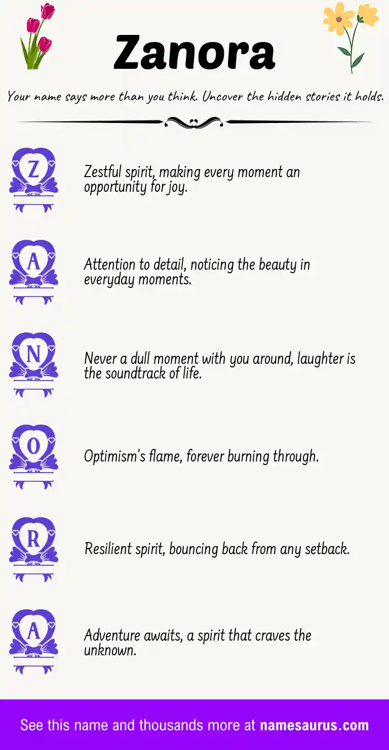 Acrostic poem about Zanora.