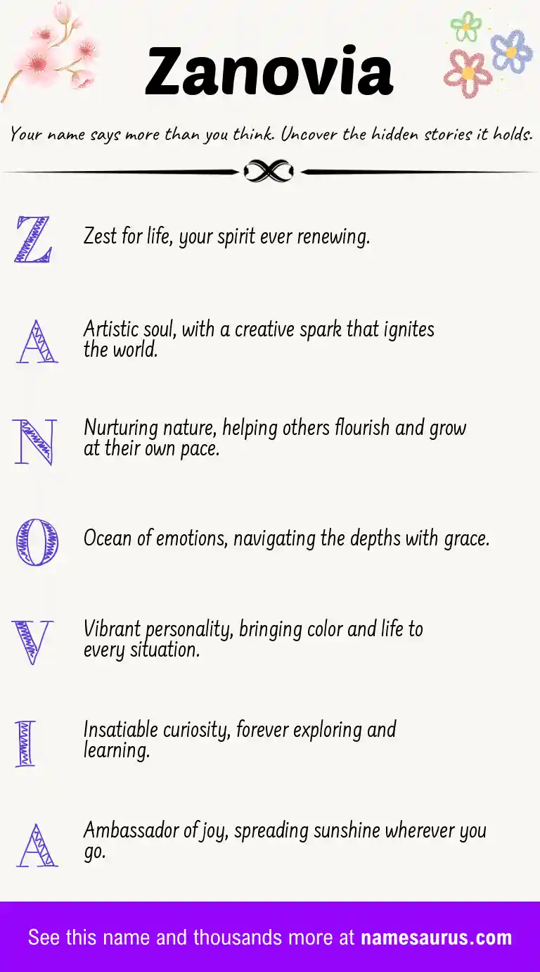 Acrostic poem about Zanovia.