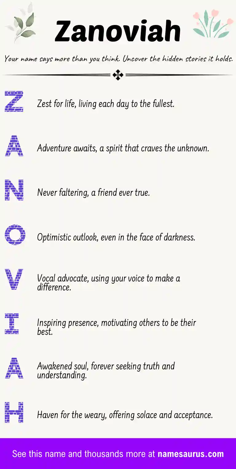 Acrostic poem about Zanoviah.