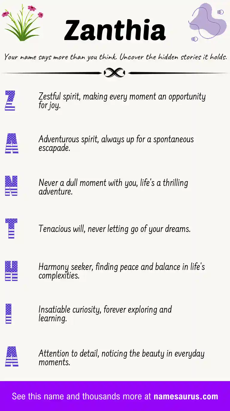 Acrostic poem about Zanthia.