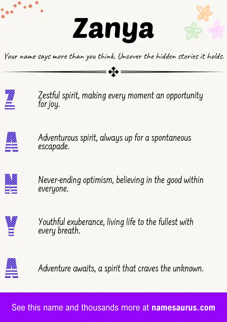 Acrostic poem about Zanya.