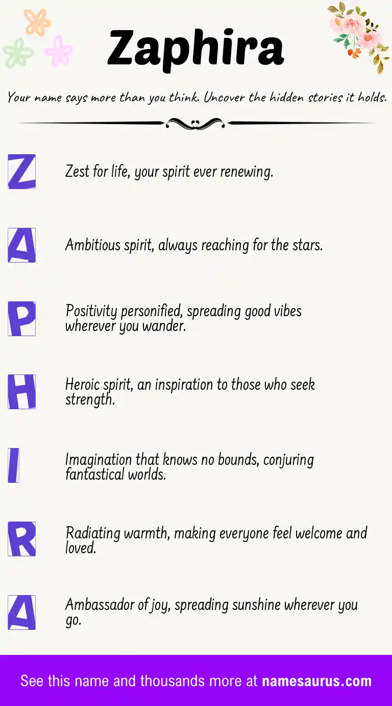 Acrostic poem about Zaphira.