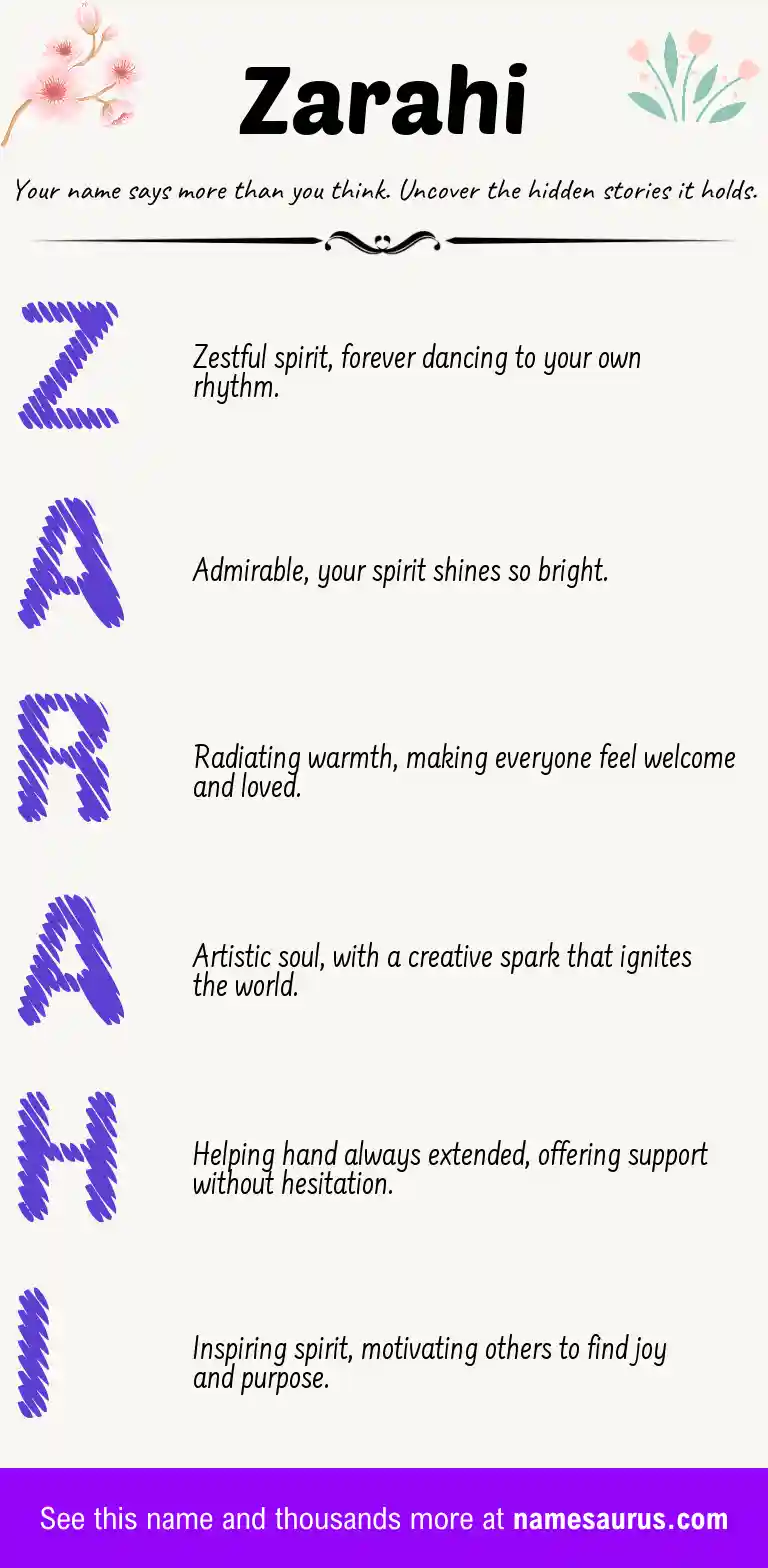 Acrostic poem about Zarahi.
