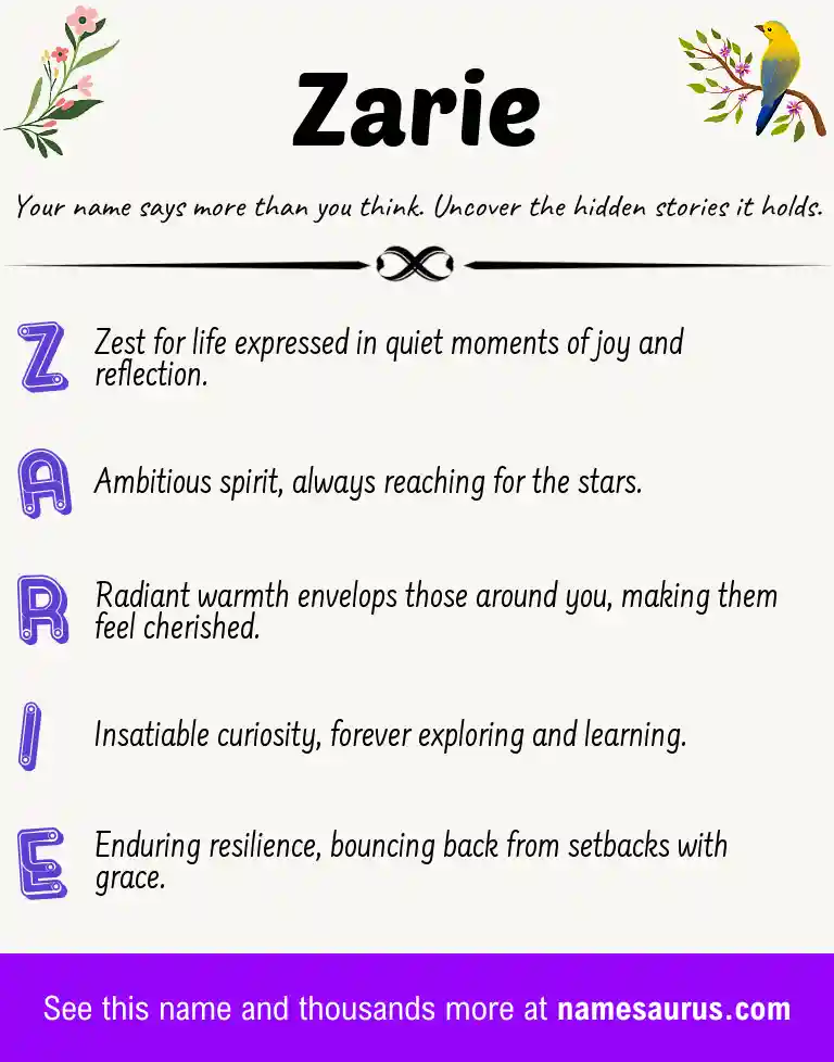 Acrostic poem about Zarie.