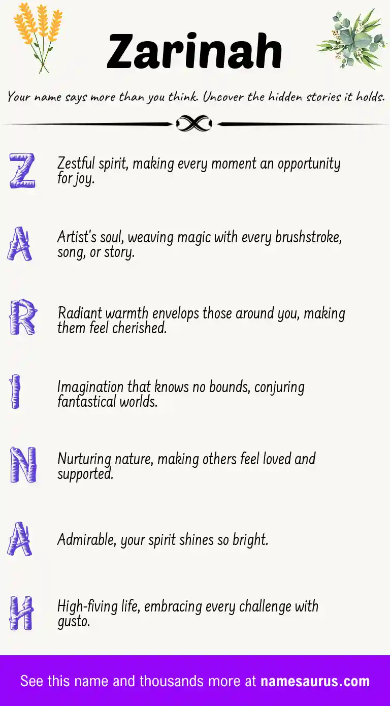 Acrostic poem about Zarinah.