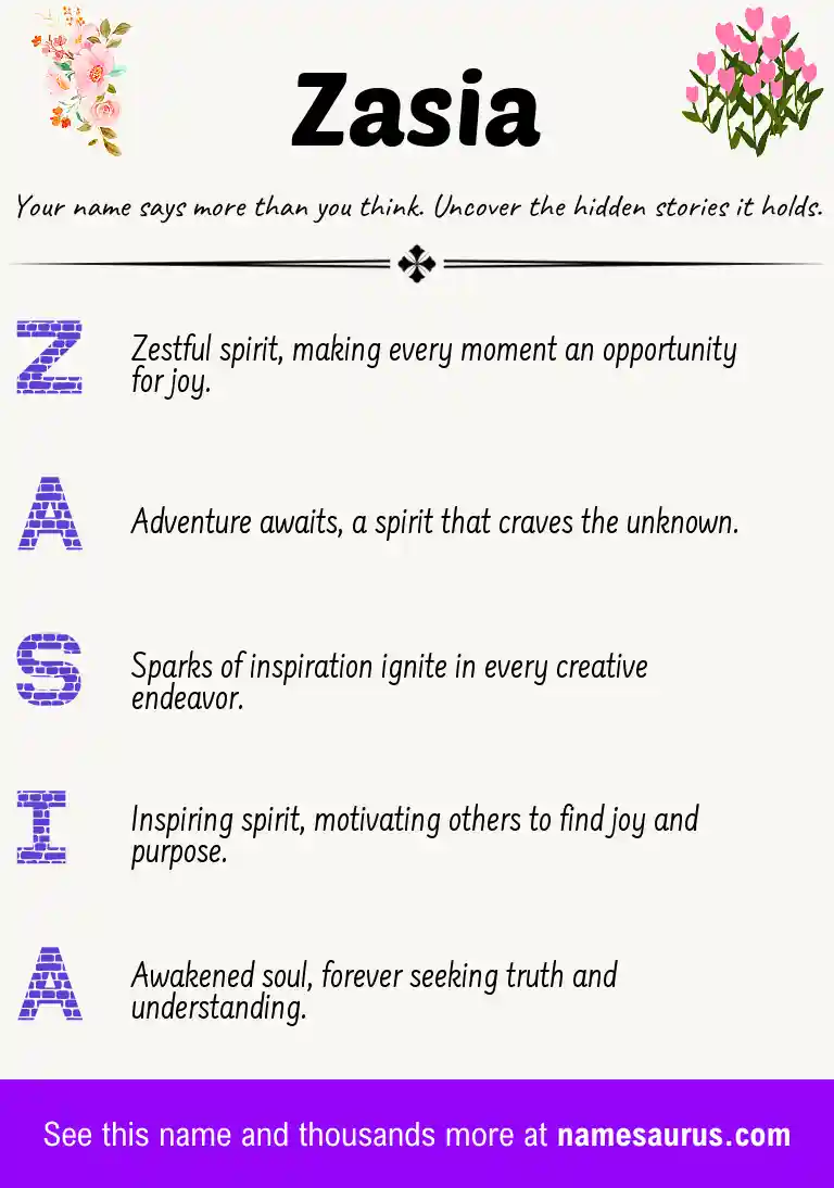 Acrostic poem about Zasia.