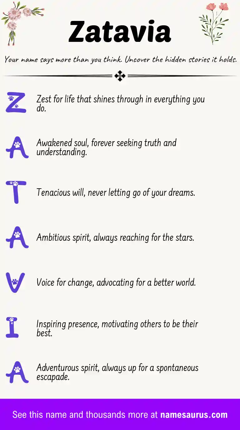 Acrostic poem about Zatavia.