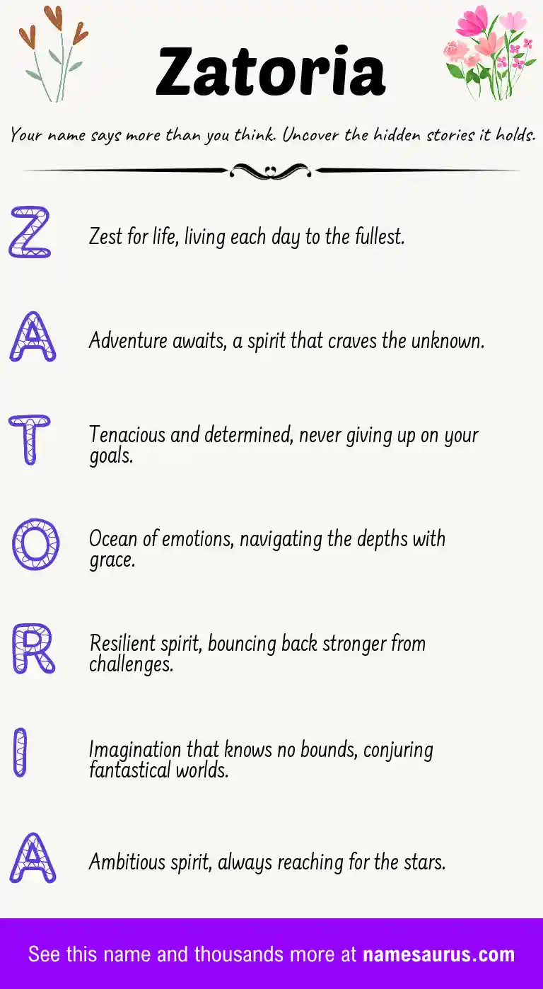 Acrostic poem about Zatoria.