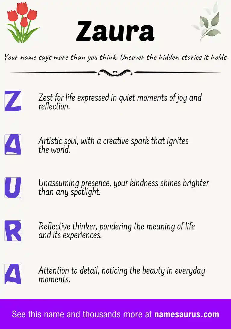 Acrostic poem about Zaura.