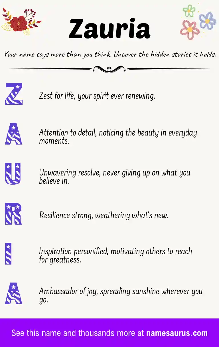 Acrostic poem about Zauria.