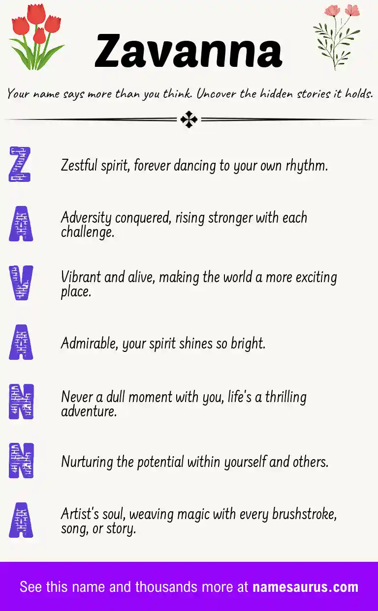Acrostic poem about Zavanna.