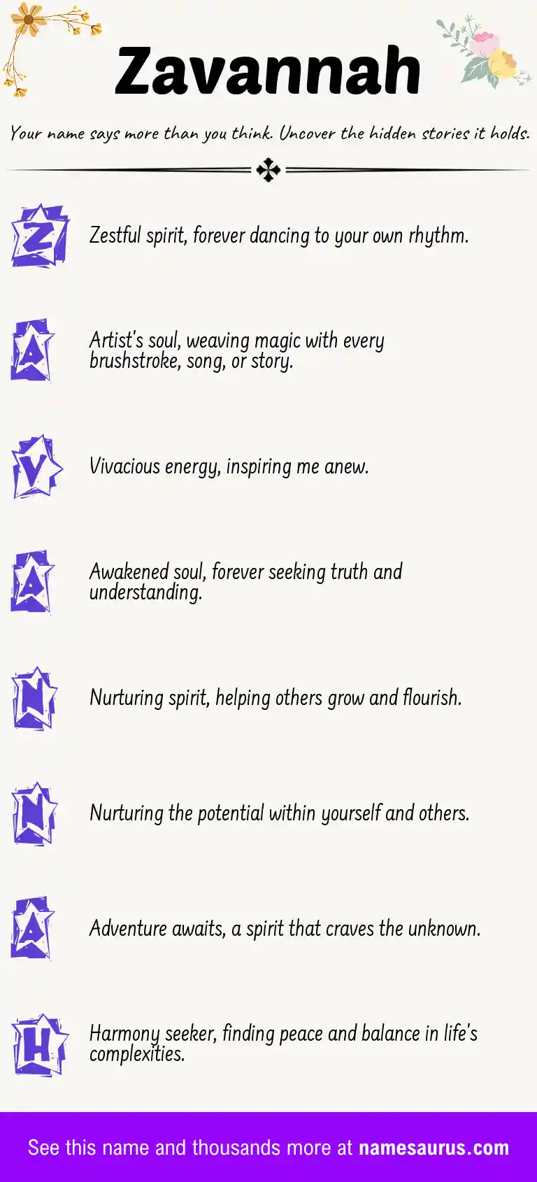 Acrostic poem about Zavannah.