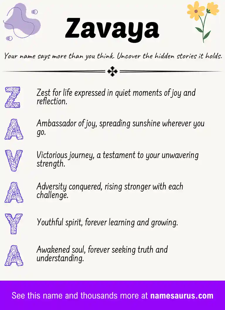 Acrostic poem about Zavaya.
